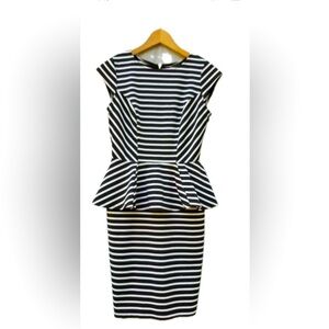 Mossimo Black and White Striped Peplum Dress Size L